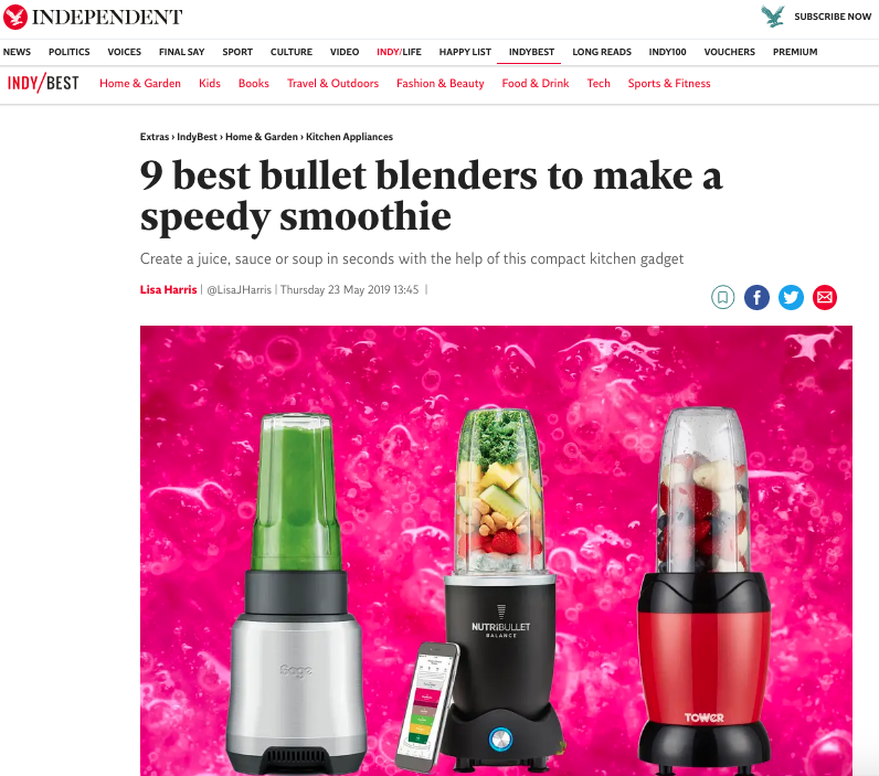 IndyBest Bullet Blender review. Rigorously tested and reviewed bullet blenders to appoint a best buy and give consumer advice on purchasing a blender.