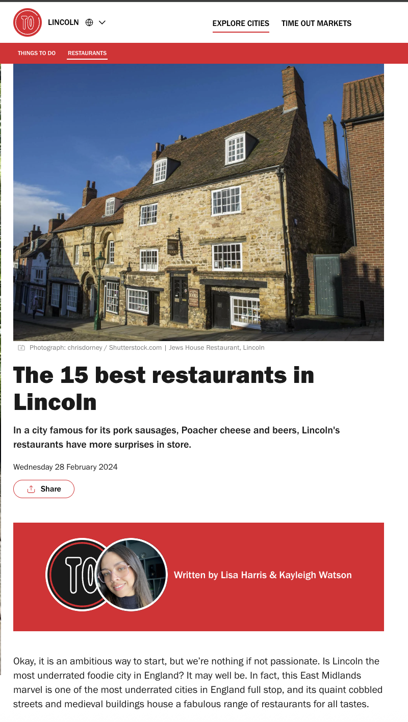 Time Out city guide, Lincoln