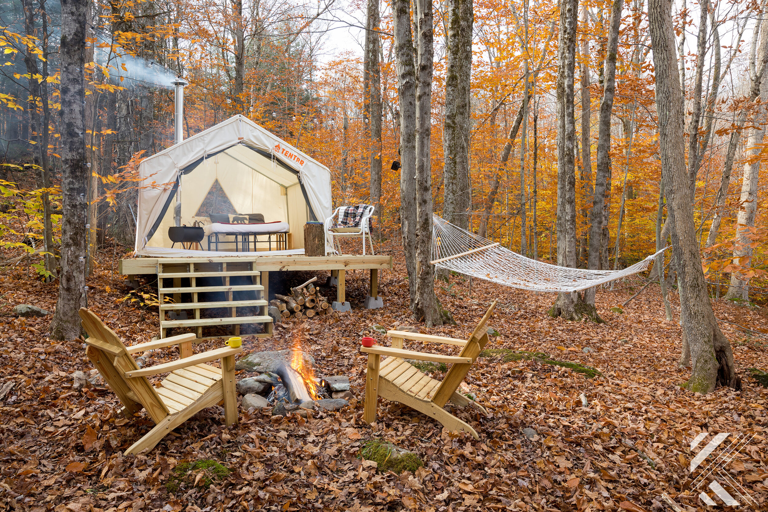 Staged outdoor campsite