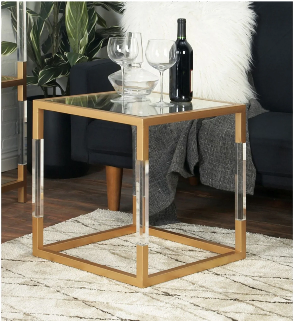 Deco Gold &amp; Acrylic Accent Table