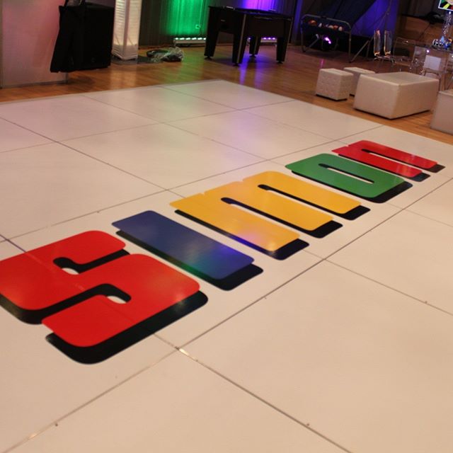 Simon Says Dance Floor: 80's Board Game Theme: White Dancefloor with Logo Decal