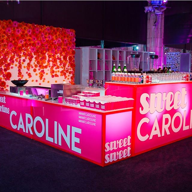 Multi Level Bar/ Buffet Station with Neon Acrylic and Graphics
