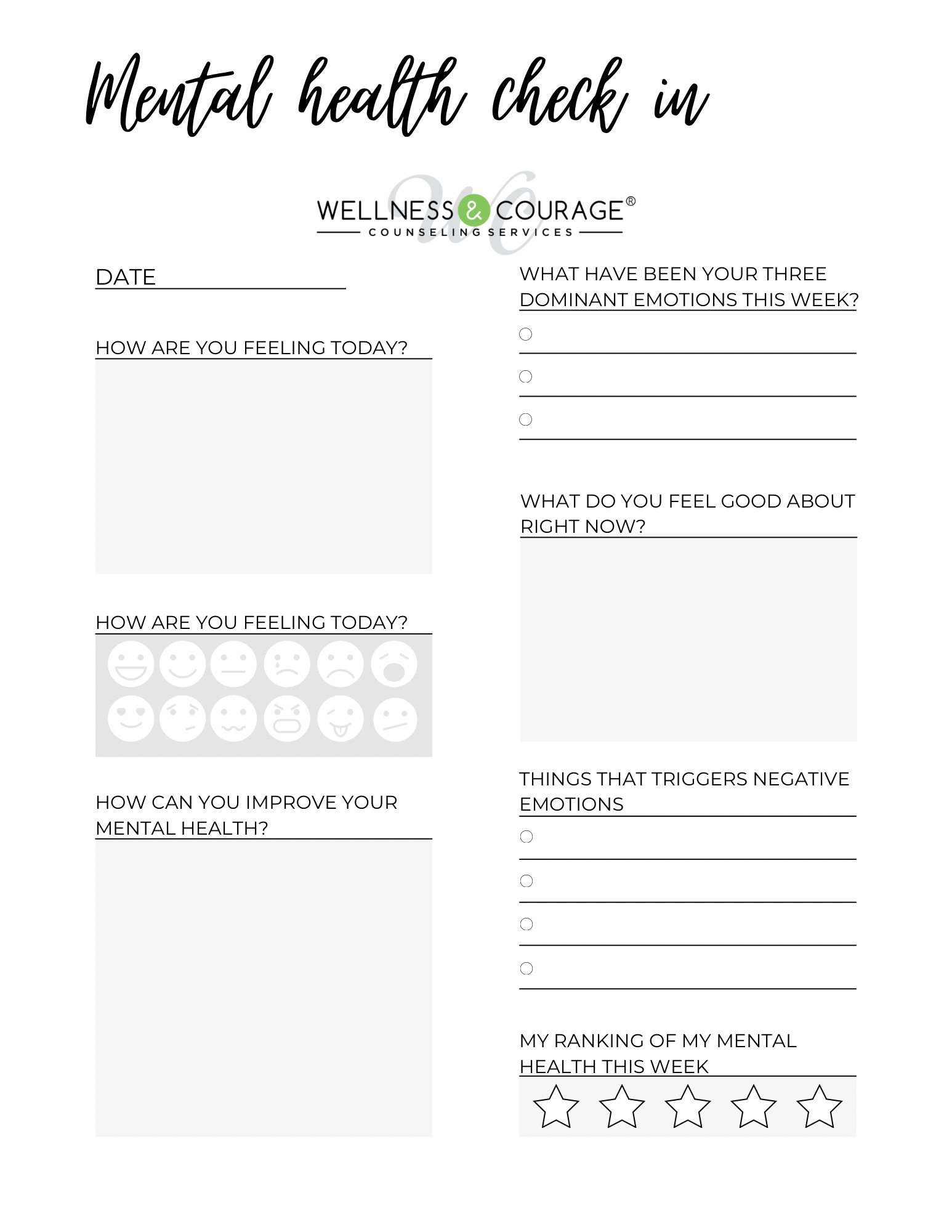 Wellness Check Sheet – FREE Printable and Customizable Wellness Planner ...