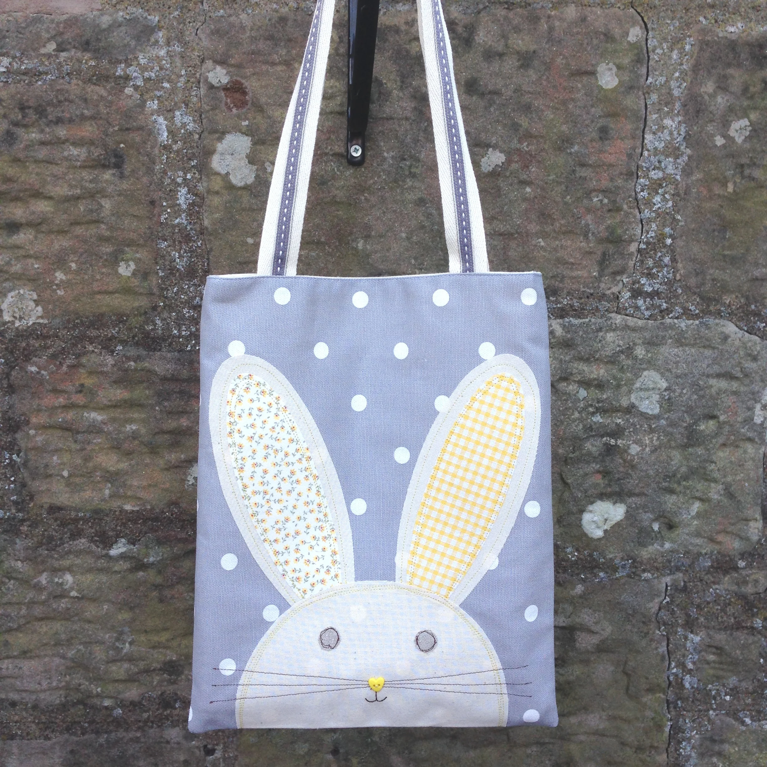 Easter Bunny Egg Hunt Bag - Grey Dotty