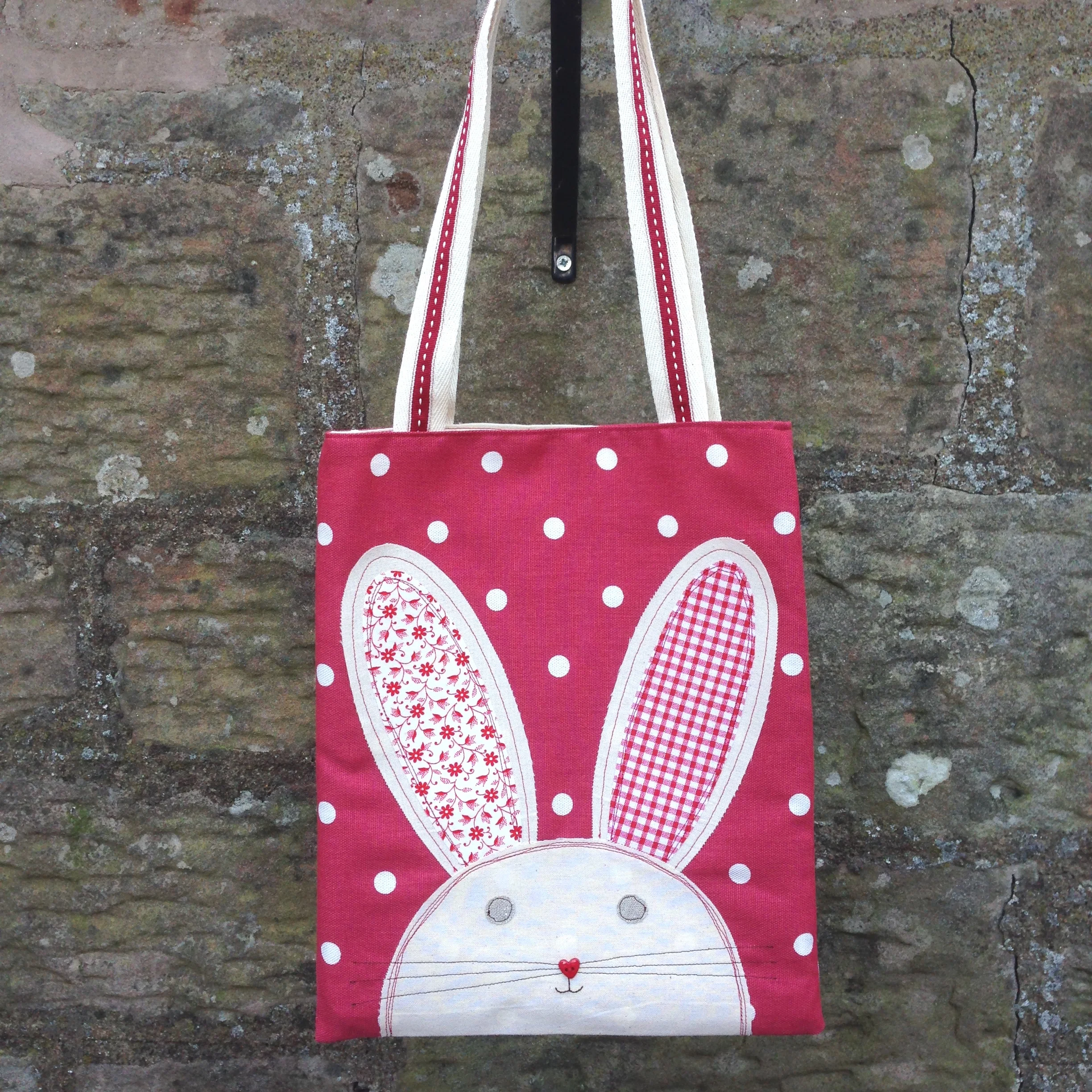 Easter Bunny Egg Hunt Bag - Red Dotty