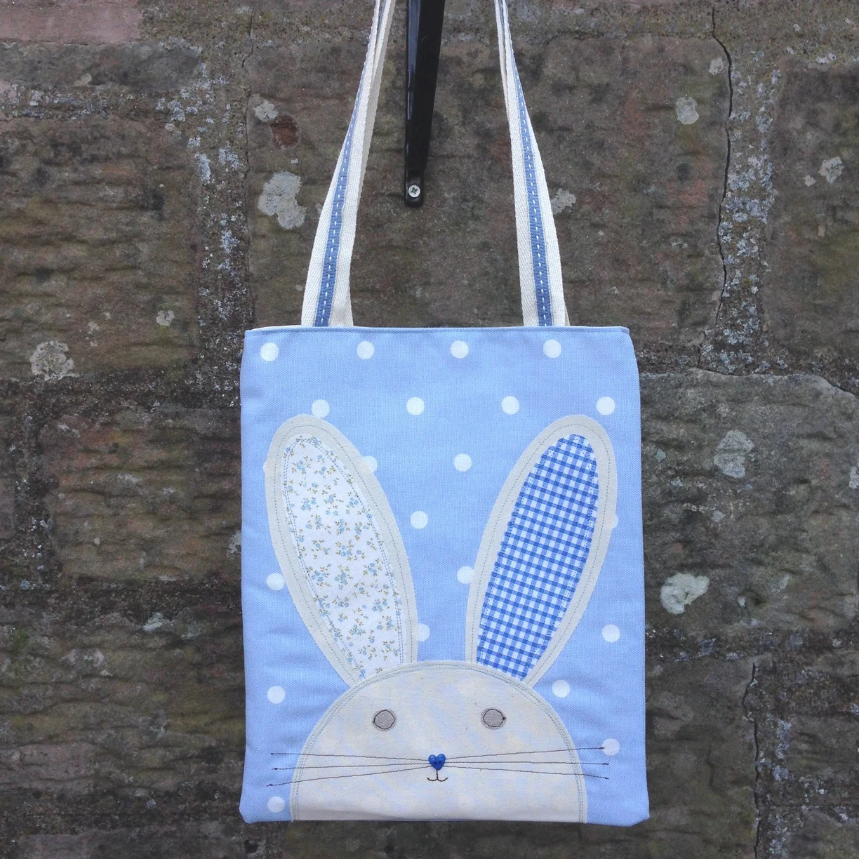 Easter Bunny Egg Hunt Bag - Powder Blue Dotty