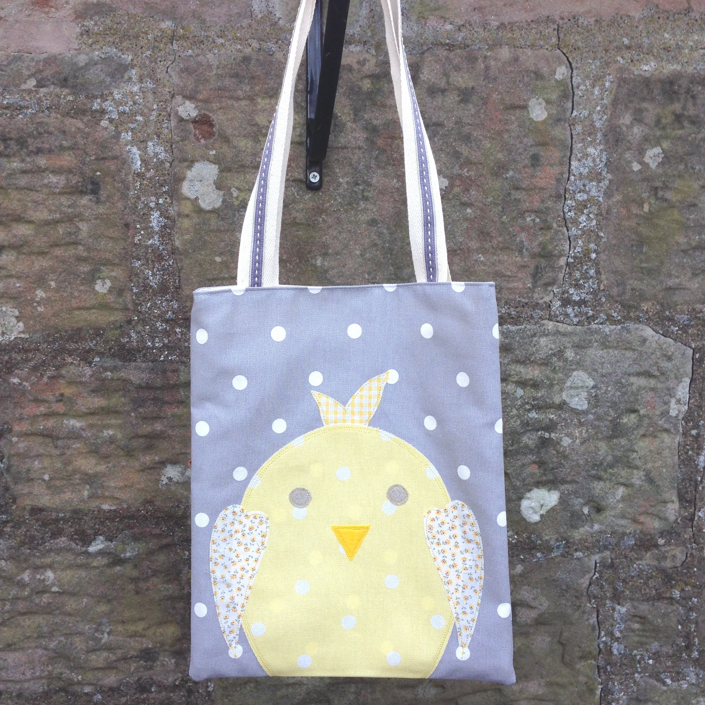 Easter Chick Egg Hunt Bag - Grey Dotty