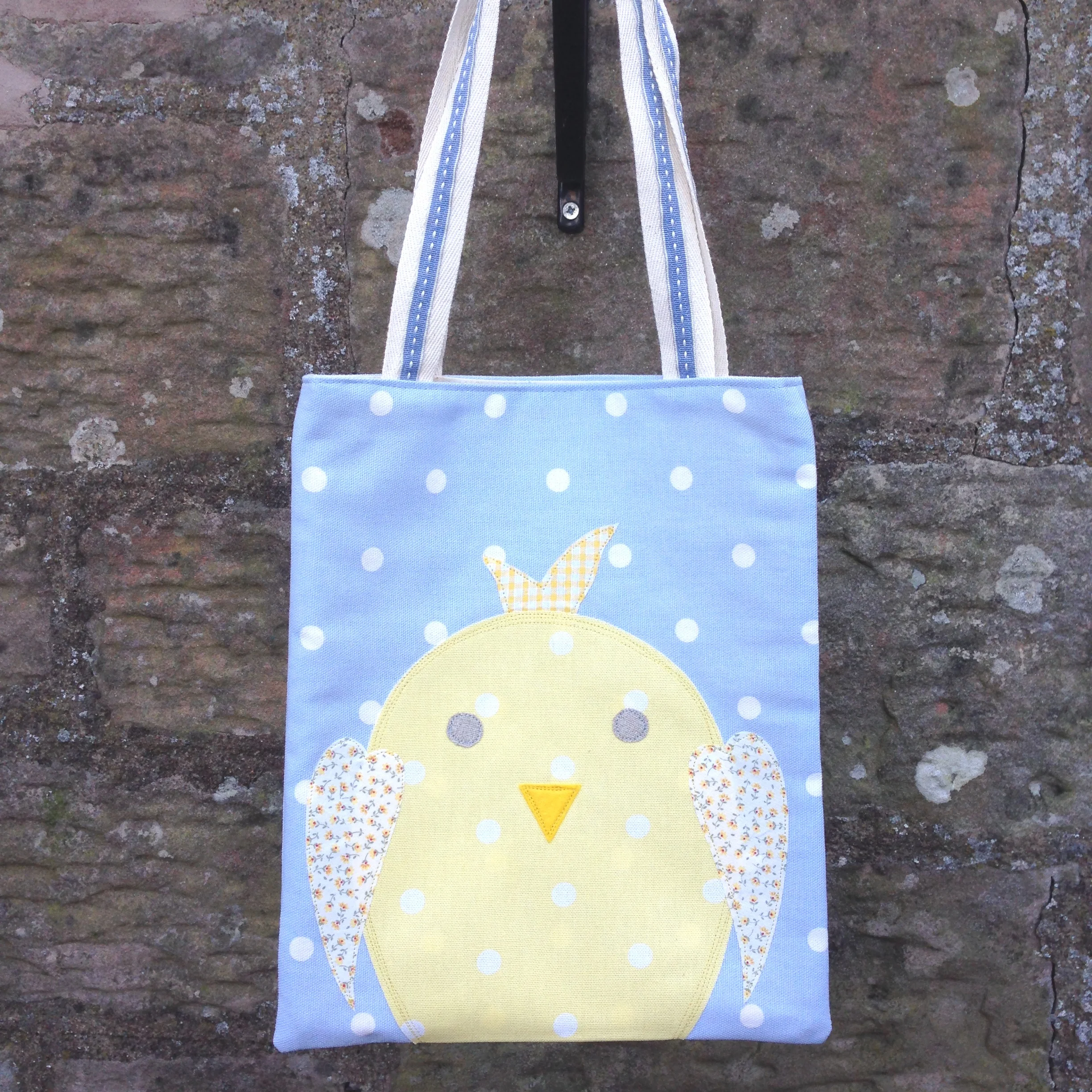 Easter Chick Egg Hunt Bag - Powder Blue Dotty