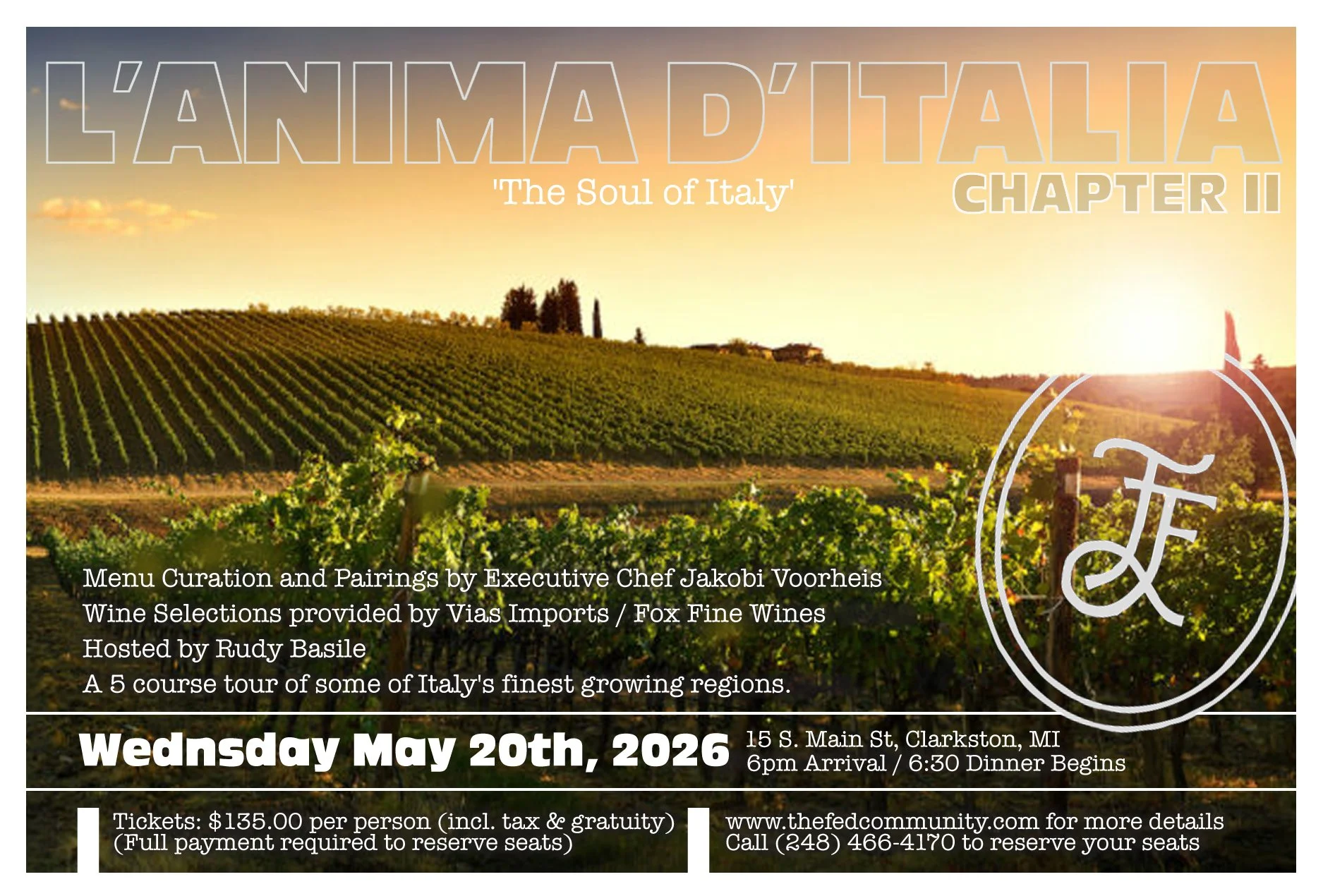 L’anima D’Italia Wine Dinner 
