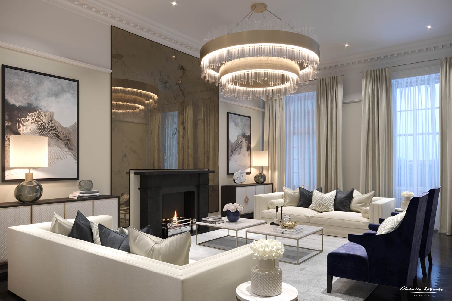 Artists impression luxury living room interior design — Property CGI ...