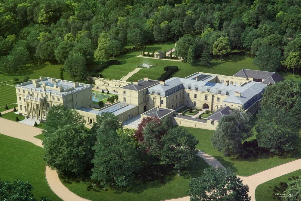 Aerial artists impression restored country house