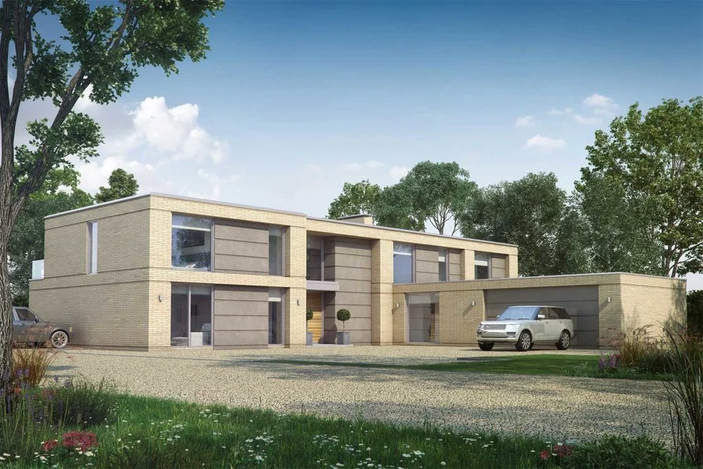 Architectural visualisation of the approach to the house