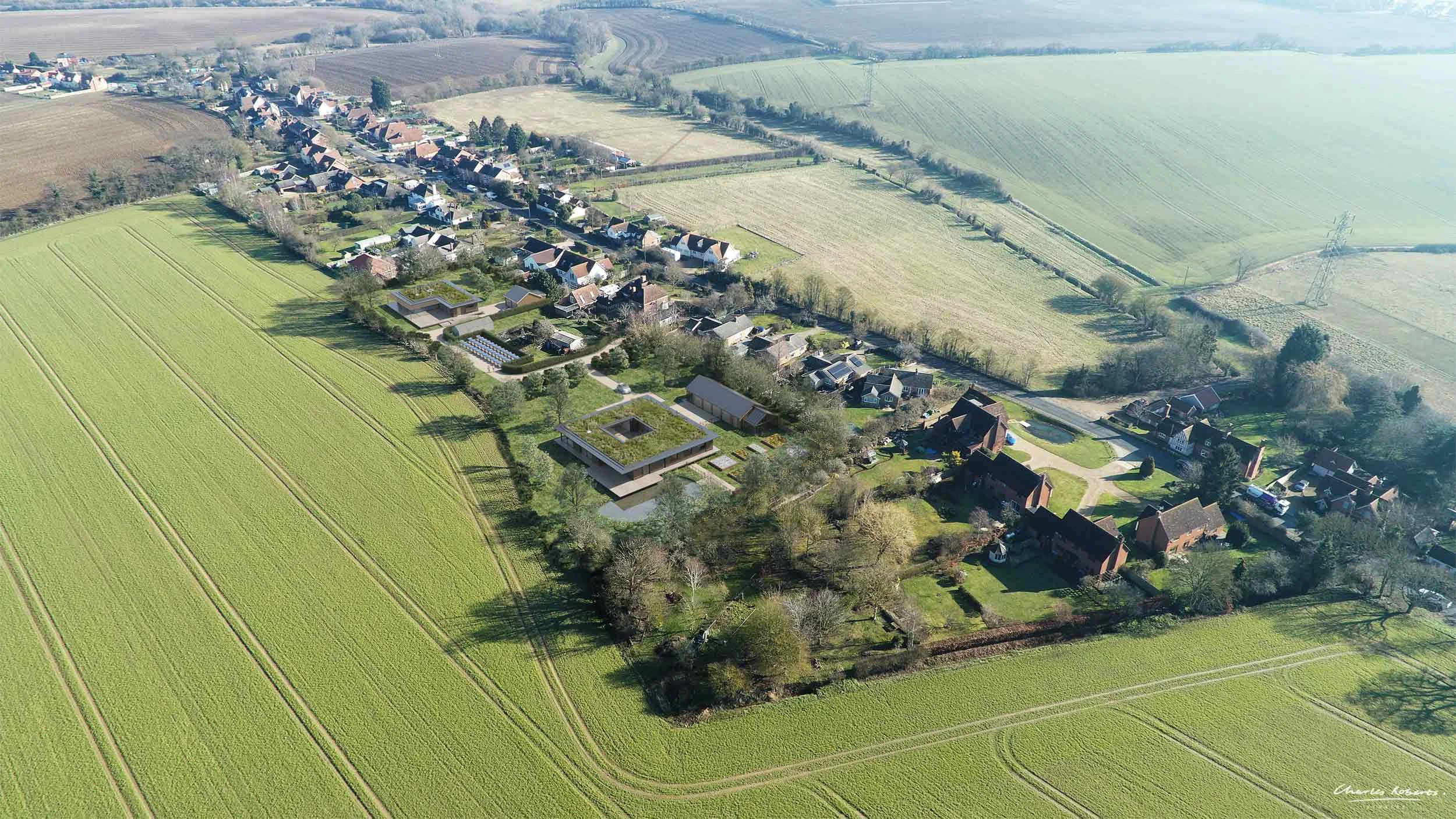Aerial visualisation new eco property-development