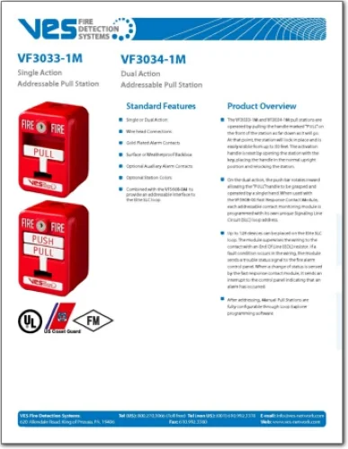 VF3033-1M & VF3034-1M , Marine Addressable Single/Dual Action Pull Stations