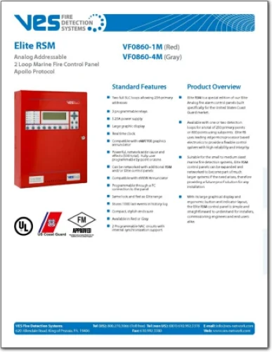 Elite RSM-A , 2 Loop Marine Analog Addressable Fire Control Panels