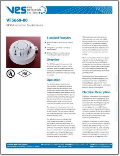 VF5669 , XP95A Ionization Smoke Sensor