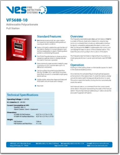VF5688-10, Addressable Polycarbonate Pull Station