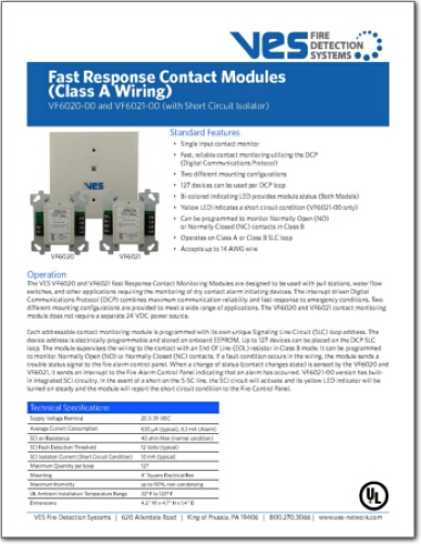 VF6020 & VF6021 , Fast Response Contact Modules