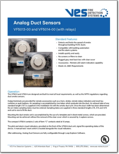 VF5013 and VF5014, Analog Duct Sensors