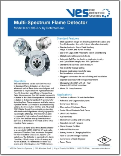    Multi-Spectrum Flame Detector , Model D371 3IR+UV by Detectors Inc.  