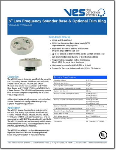 VF7005 and VF7006 6” Low Frequency Sounder Base & Optional Trim Ring