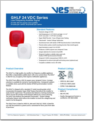    GHLF 24 VDC Series  Low Frequency Audible Signal  