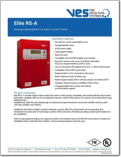    Elite RS-A , 1-2 Loop Analog Addressable Fire Alarm Control Panel  