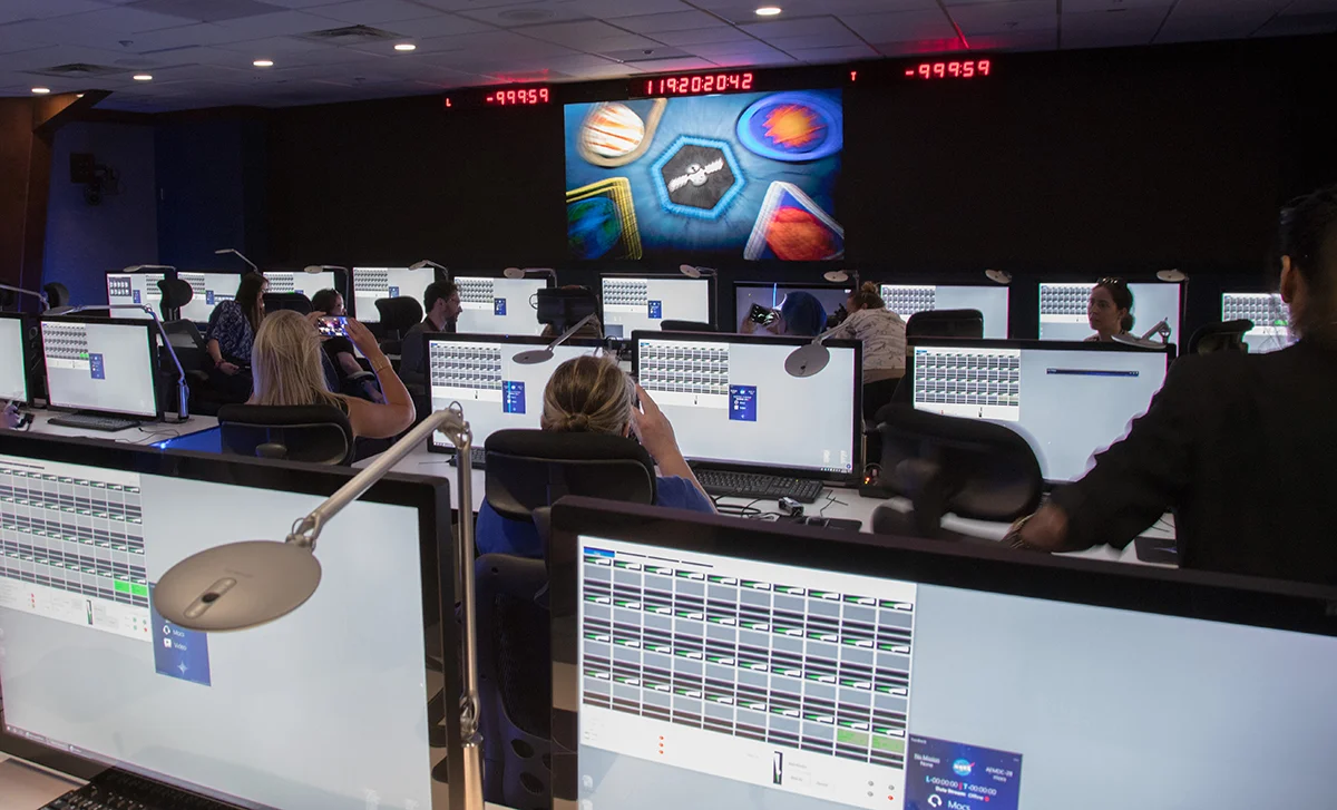 Inside the Launch Services Program's Mission Director's Center located at Hangar AE