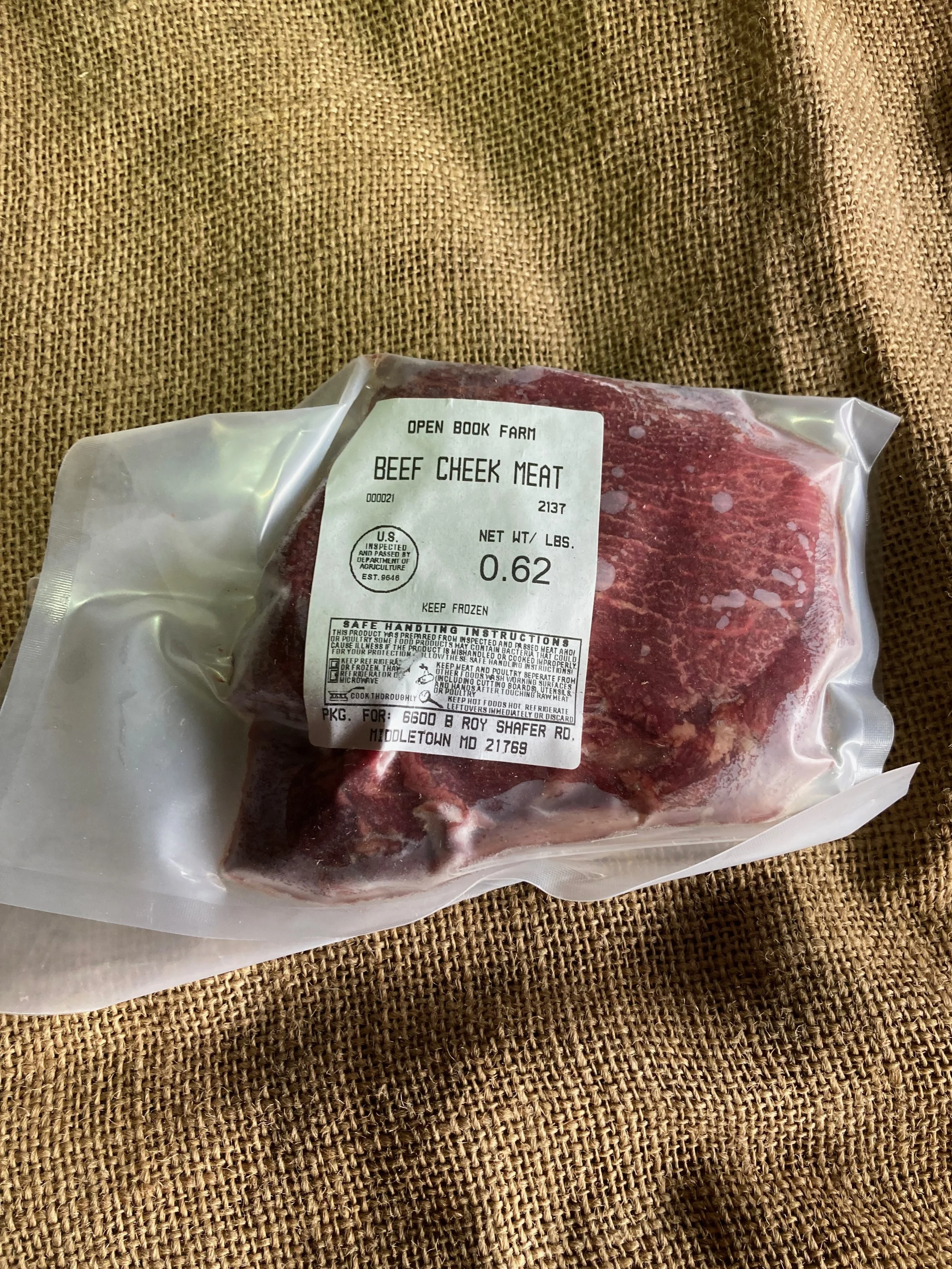 Beef cheek ~.65 pounds