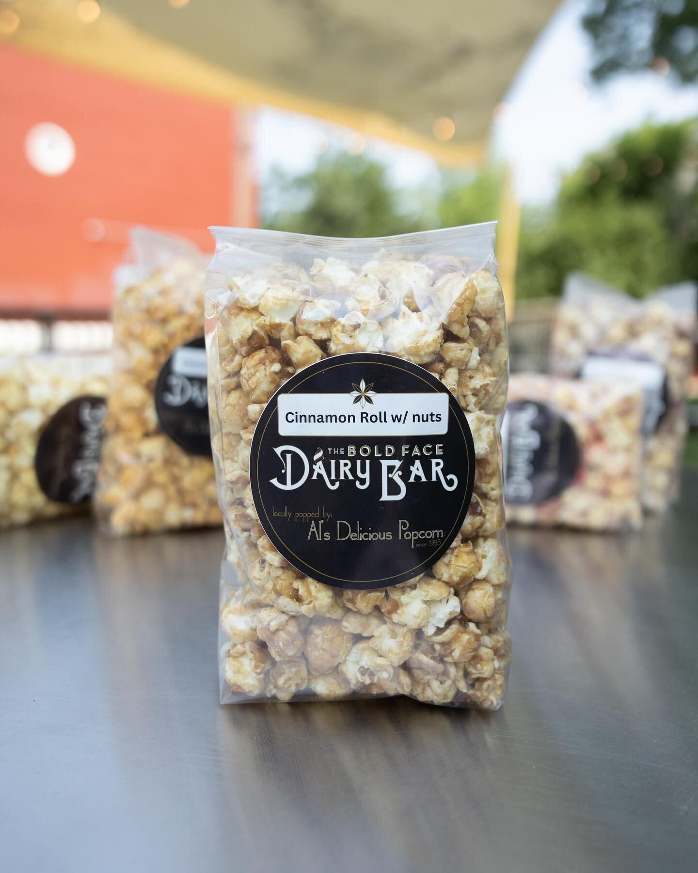 Swipe to check out all our custom popcorn flavors! Can you buy a bag to eat AND put on your ice cream? Yes. Do we suggest it? YES.