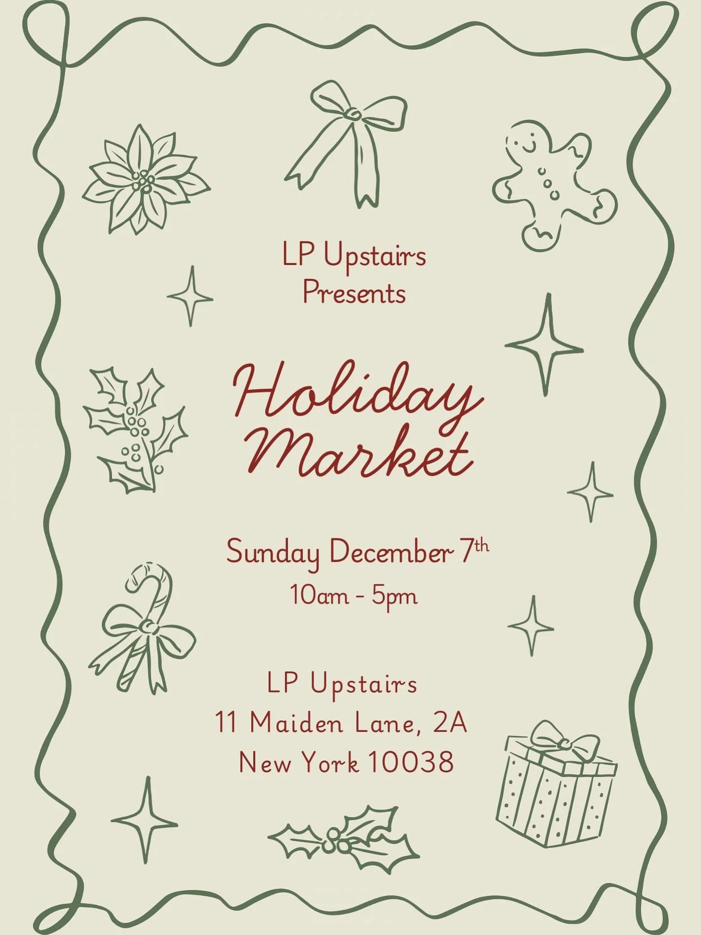 ✨🎄 Holiday Market This Sunday! 🎄✨
Get ready for a day filled with festive cheer, local makers &amp; unique gifts! 
Bring your friends, family, and holiday spirit! Link in bio 
#holidaymarket #eventspace #christmasseason #fidi #nyc