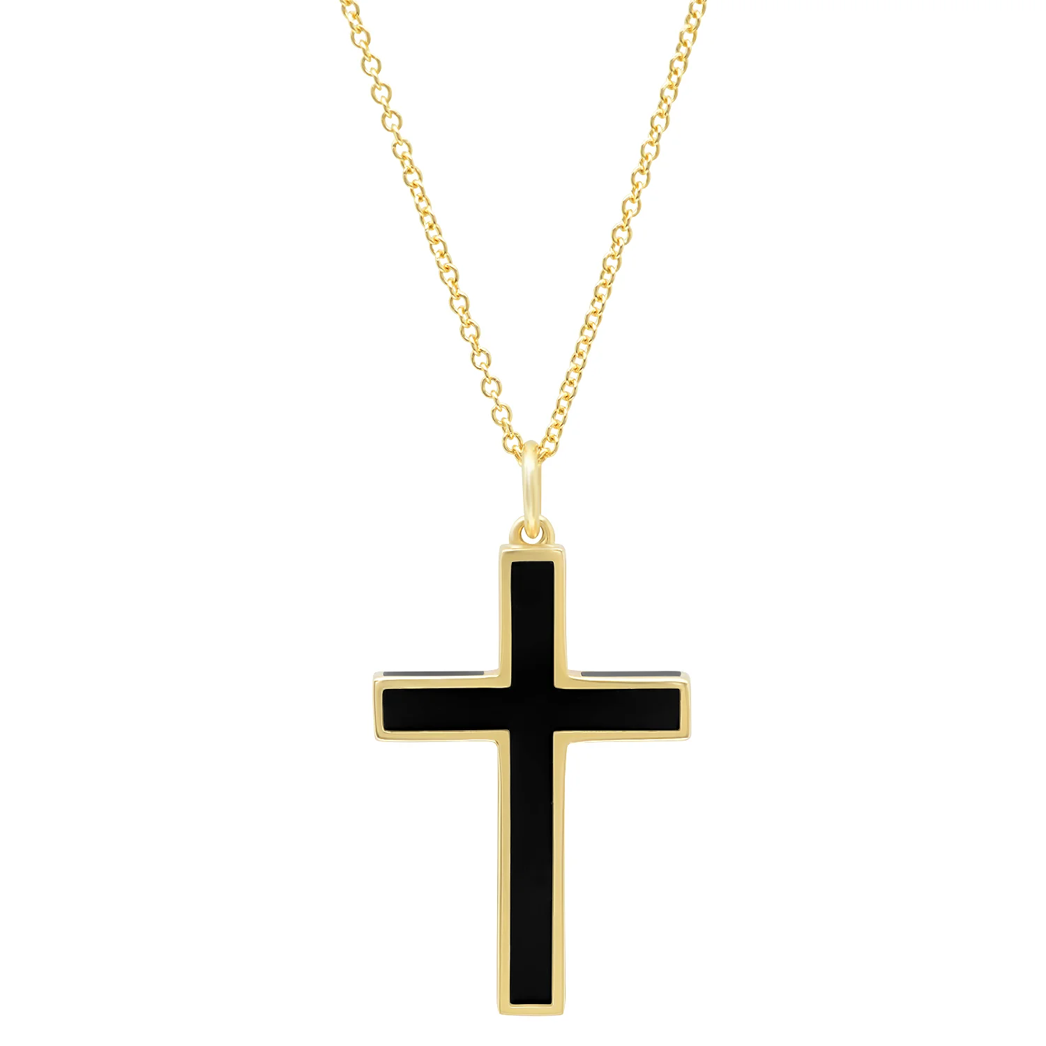 Black Enamel Cross Necklace 