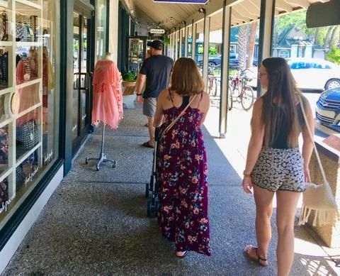 Visitors stroll around Coligny Plaza shopping and enjoying an afternoon in Hilton Head Island.