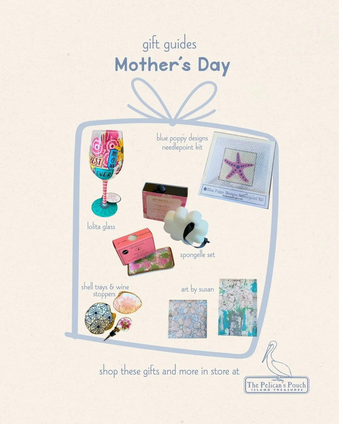 Shop coastal &amp; elevated gifts for every mom at The Pelican&rsquo;s Pouch 🌊🌴 🕊️ 

#mothersday #mothersdaygiftguide #giftguides #hiltonhead #shoplocal