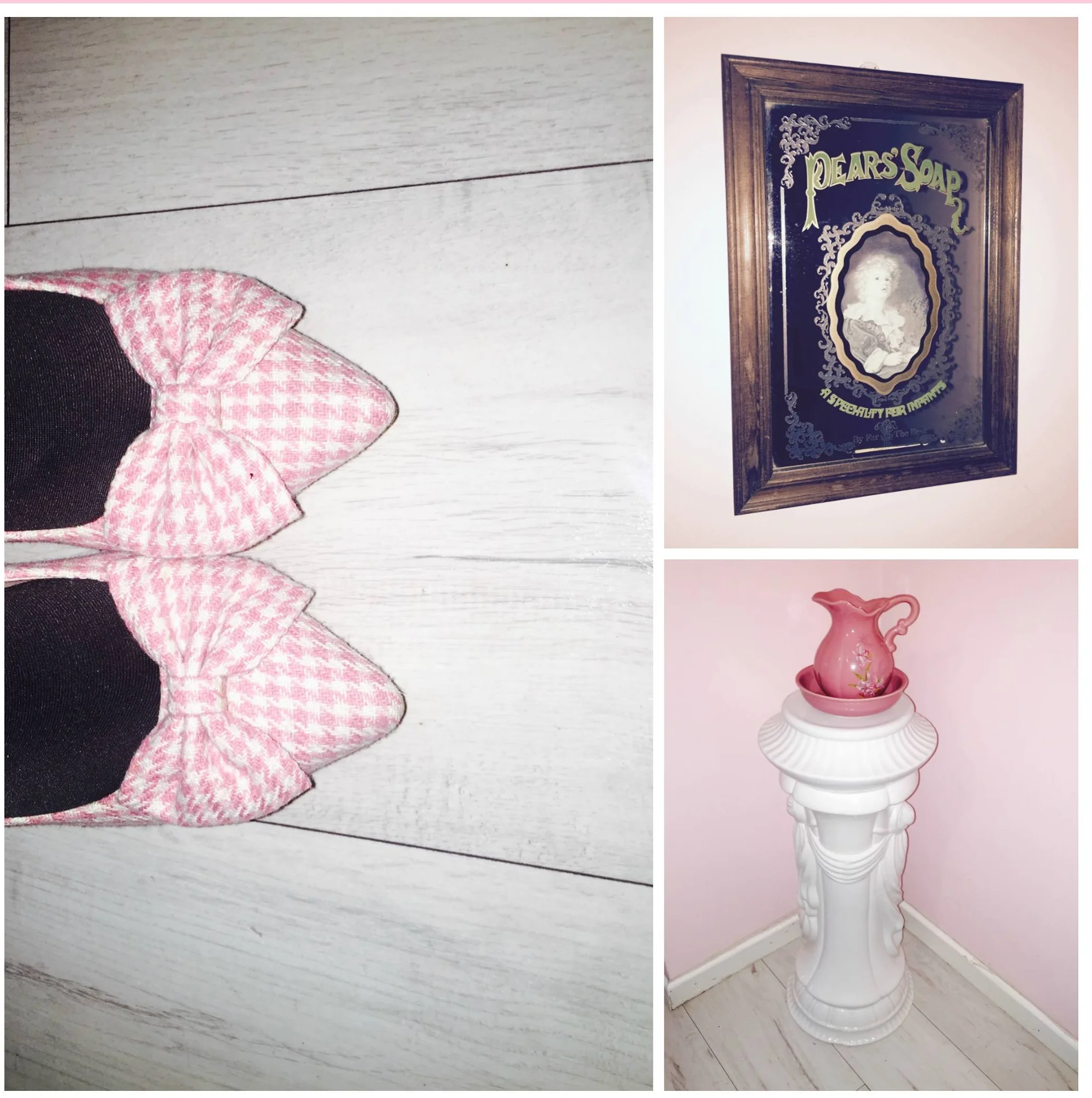 Clouded Oak floors from The @Doorsstor , Pink shoes from Lindy Bop, Pink jug from Hope Charity Shop