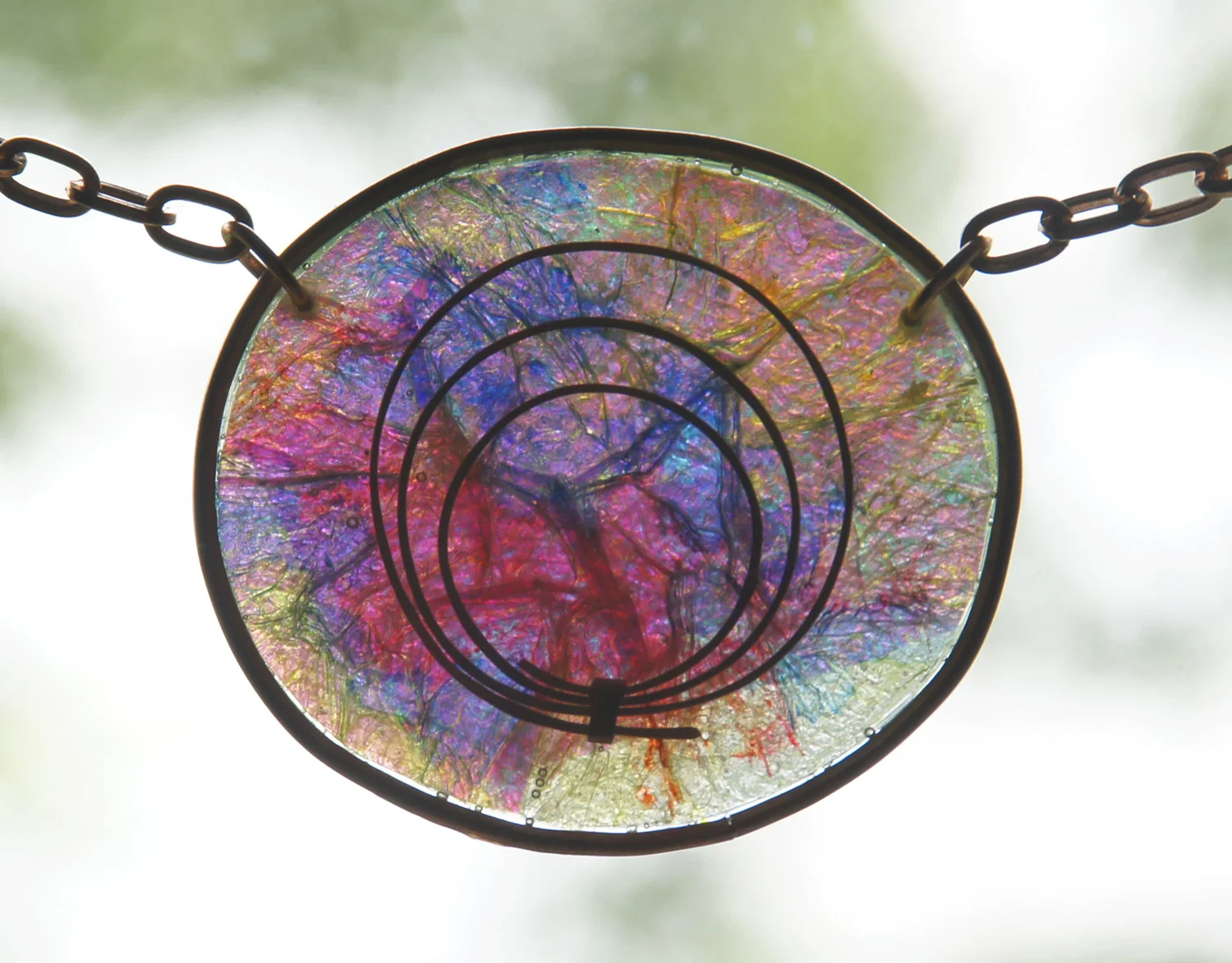 Copper Spiral pendant, backlit