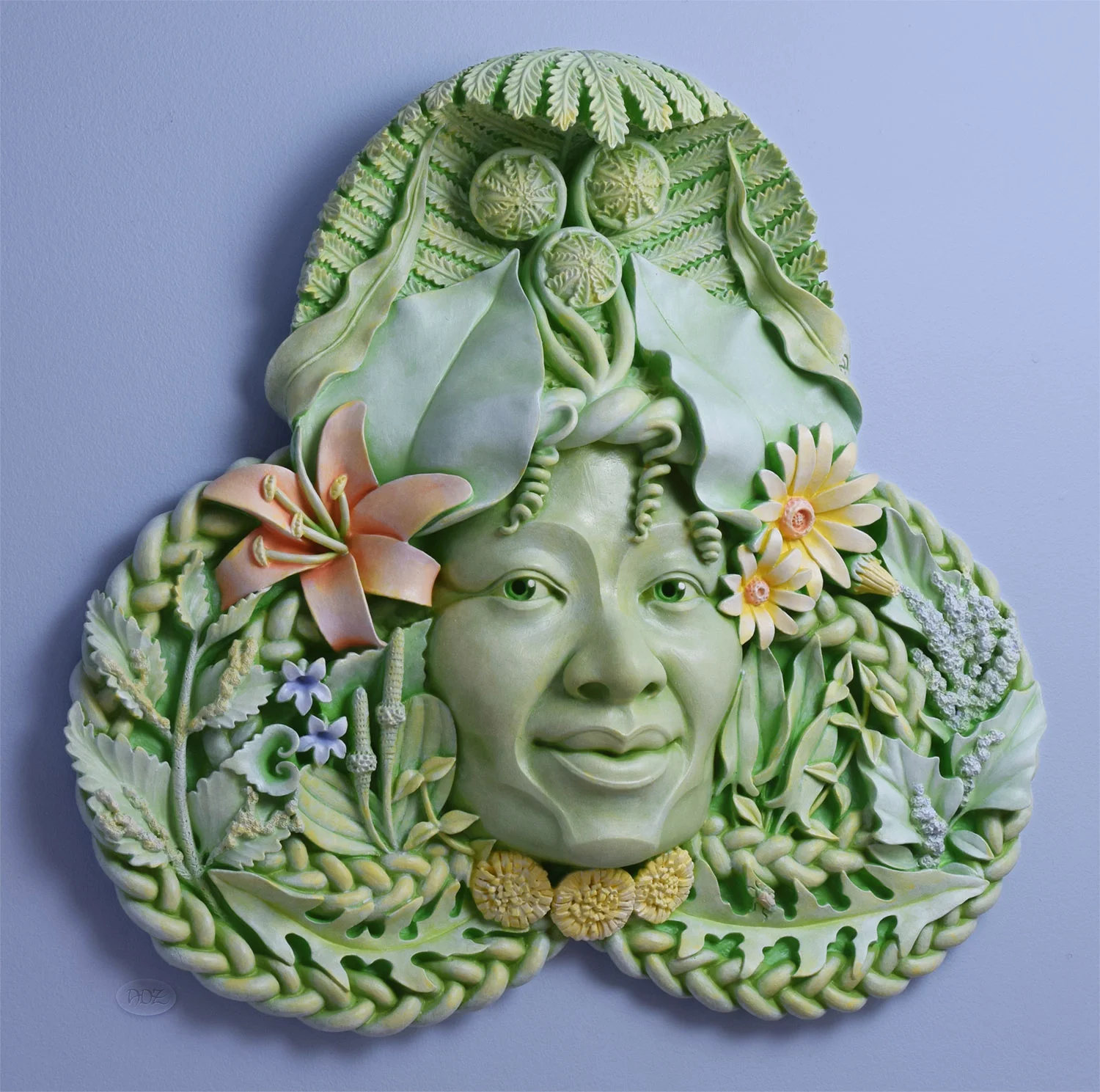 Special edition Gaia, in cast stone with hand painted finish.