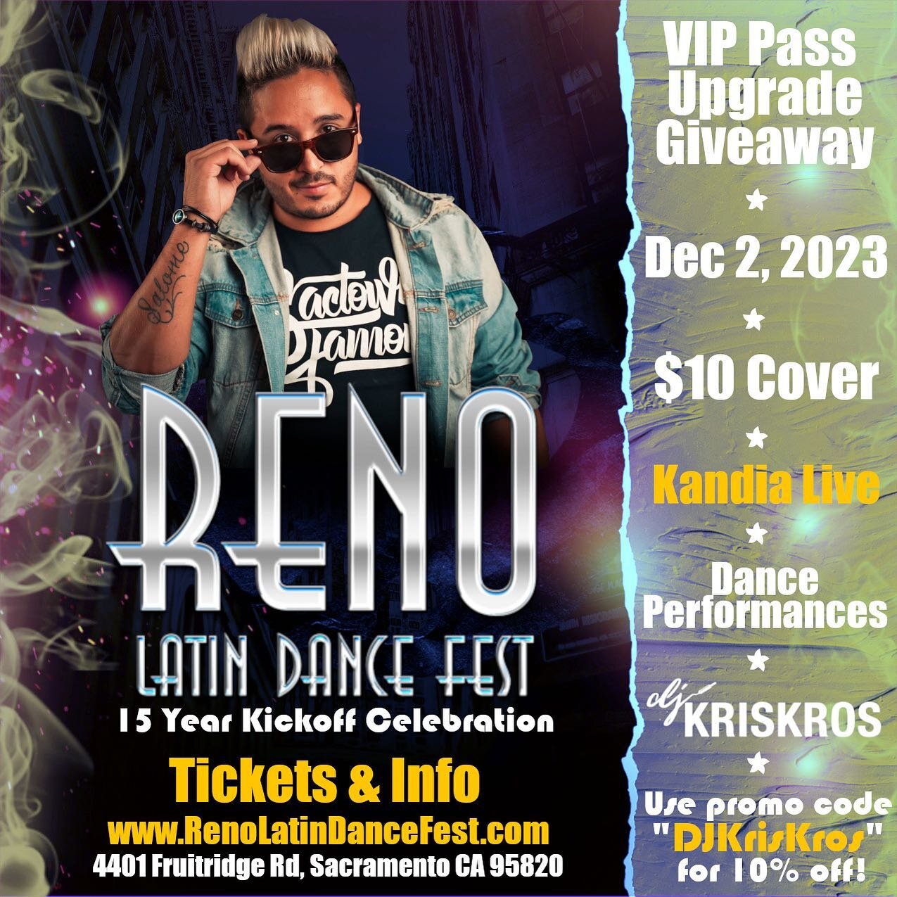 MI GENTE !!! This Friday the place to be is our Reno Latin Dance Fest TM kickoff party! Featuring @kandiag , dance performances, DJ @djkriskros , and a VIP Upgrade giveaway! This is a MASSIVE festival and it's their 15th year so we're bringing it all