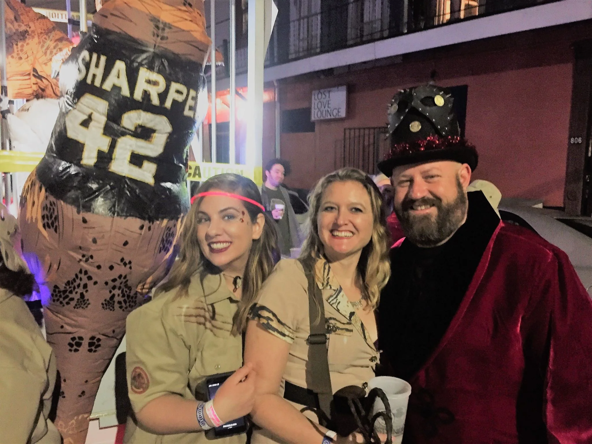 Posing behind the float (& Sharper)