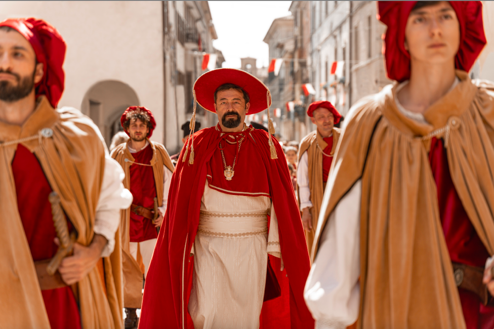   Cardinal Giulio and the magistrates of the court naturally take part in the procession   