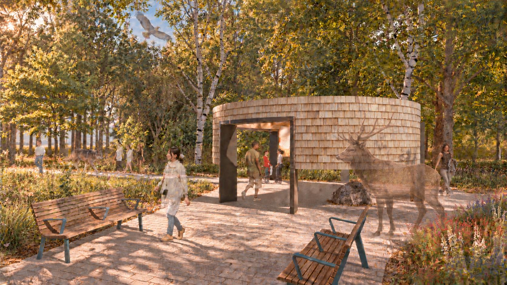 Curved Pavilion in Pale Cedar Shakes.png