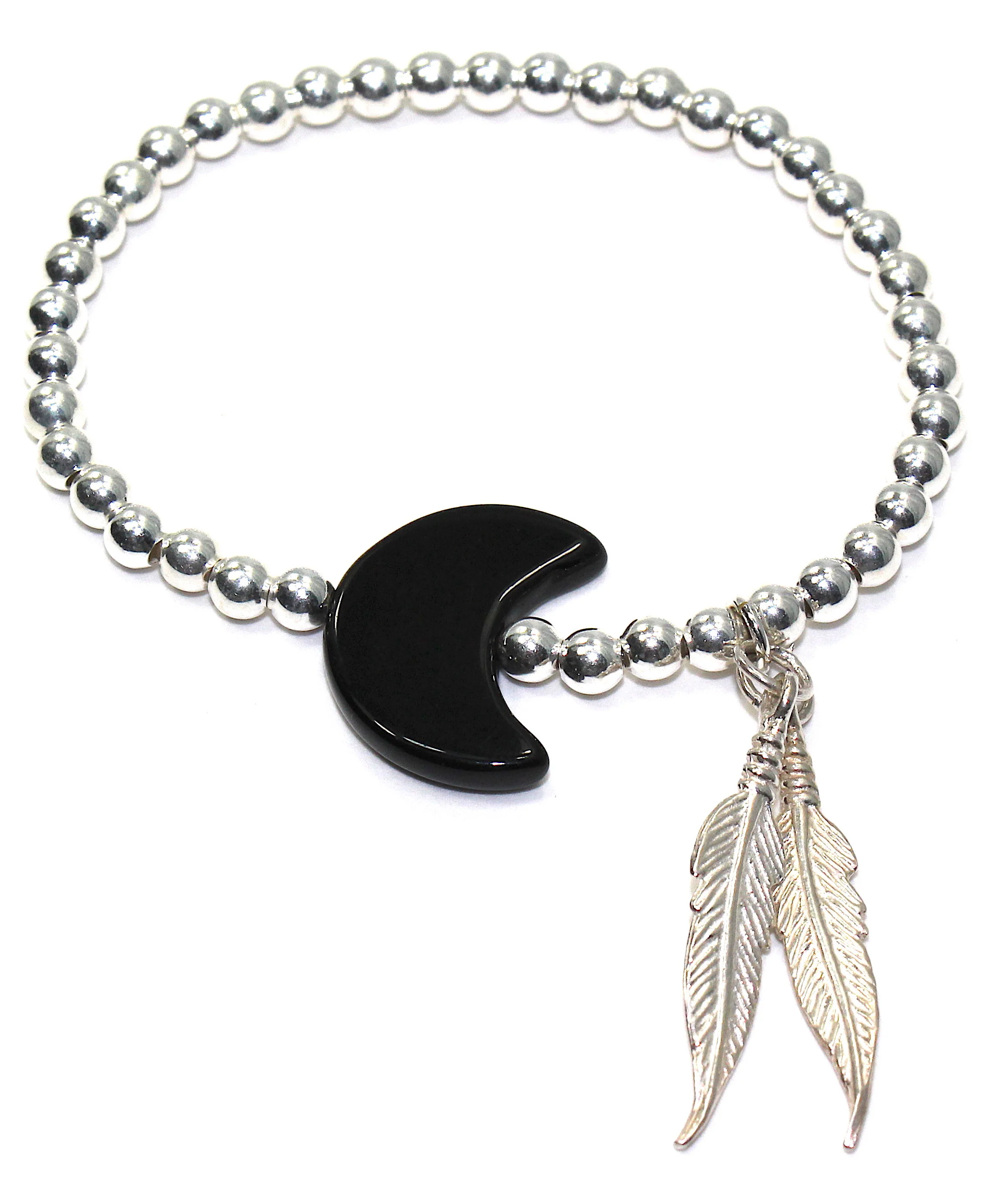 Moon & Feathers Bead Bracelet 