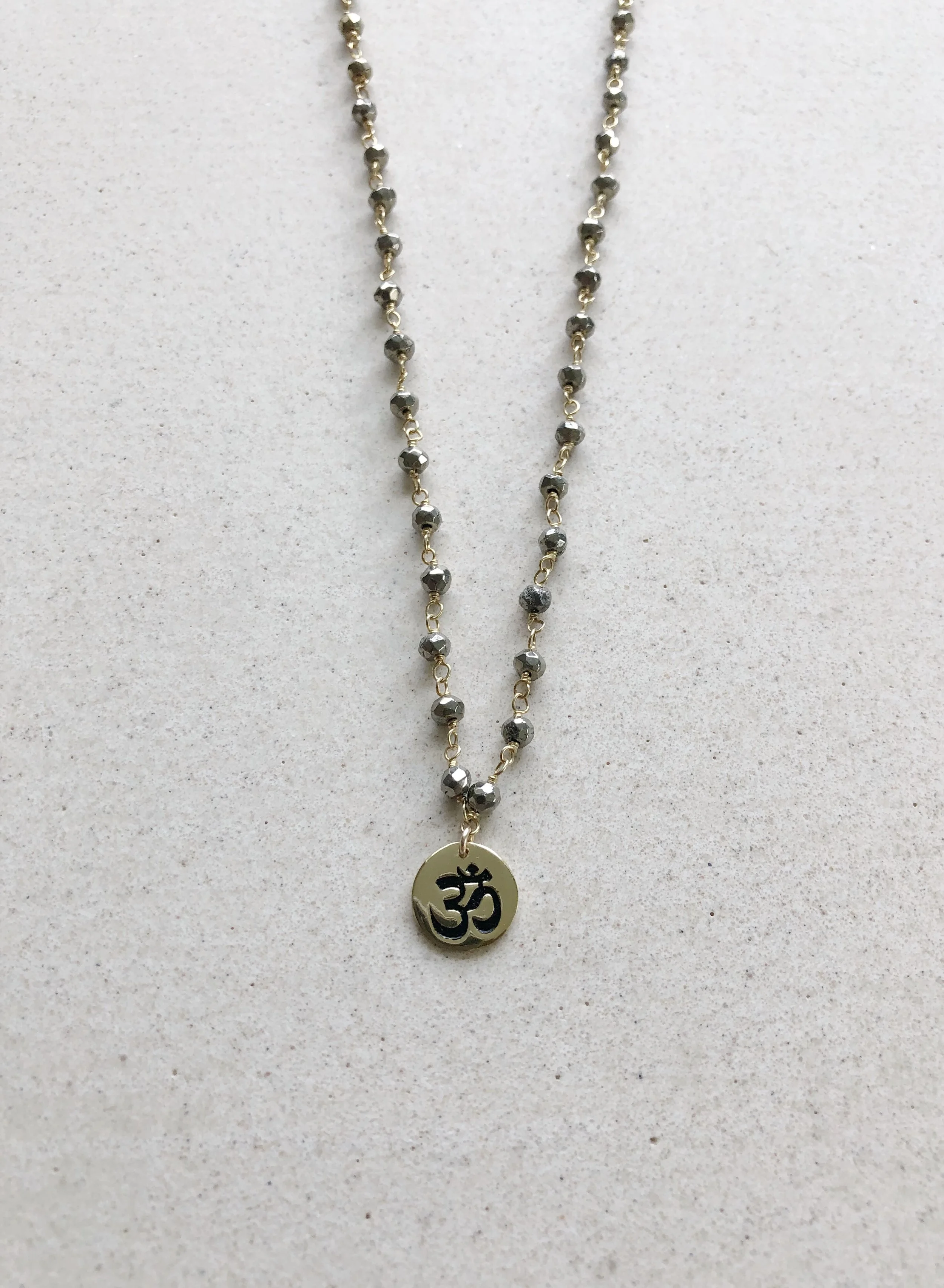 OM Coin Pyrite Necklace