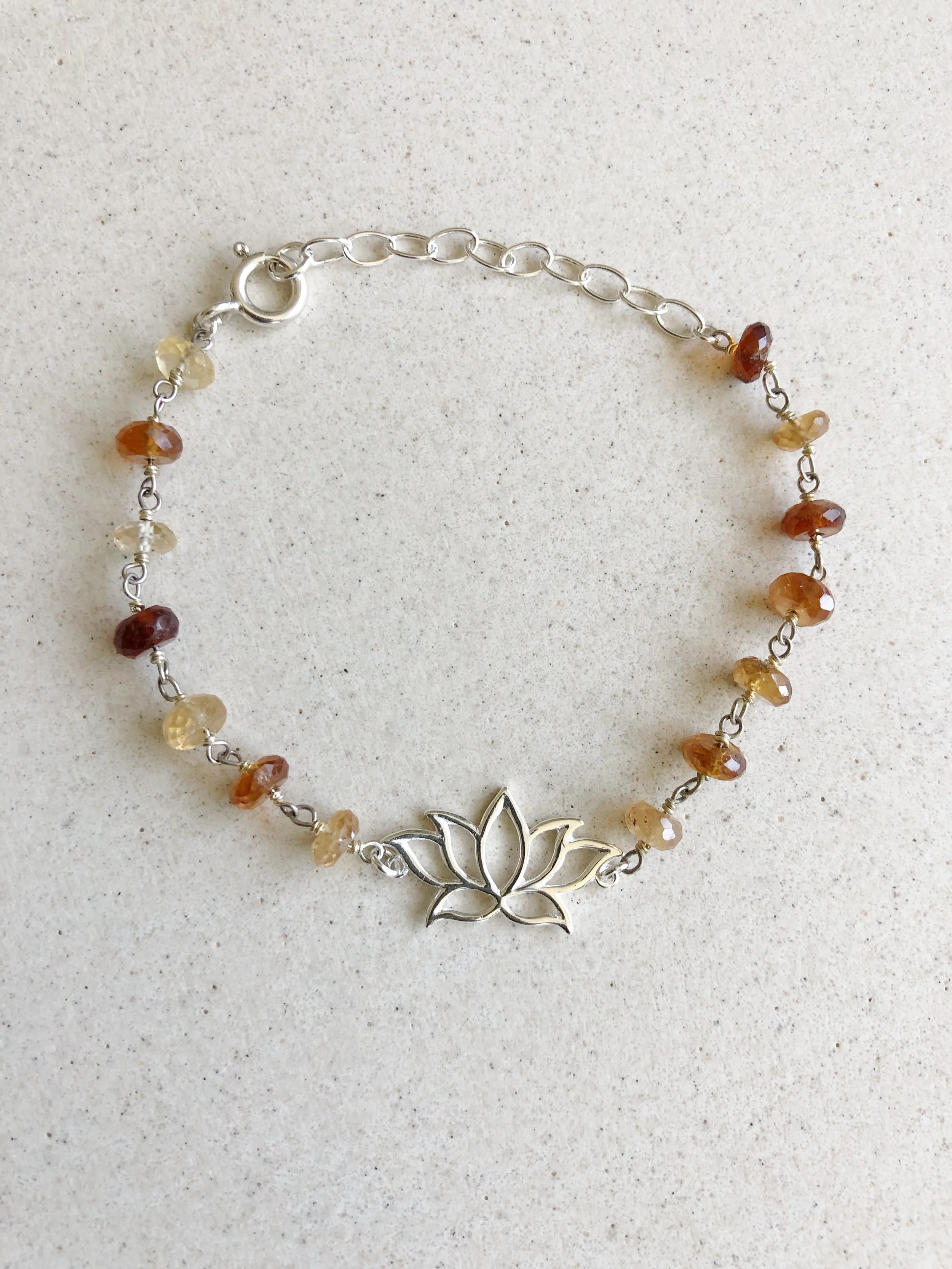 Lotus Outline with Brown Tourmaline Bracelet
