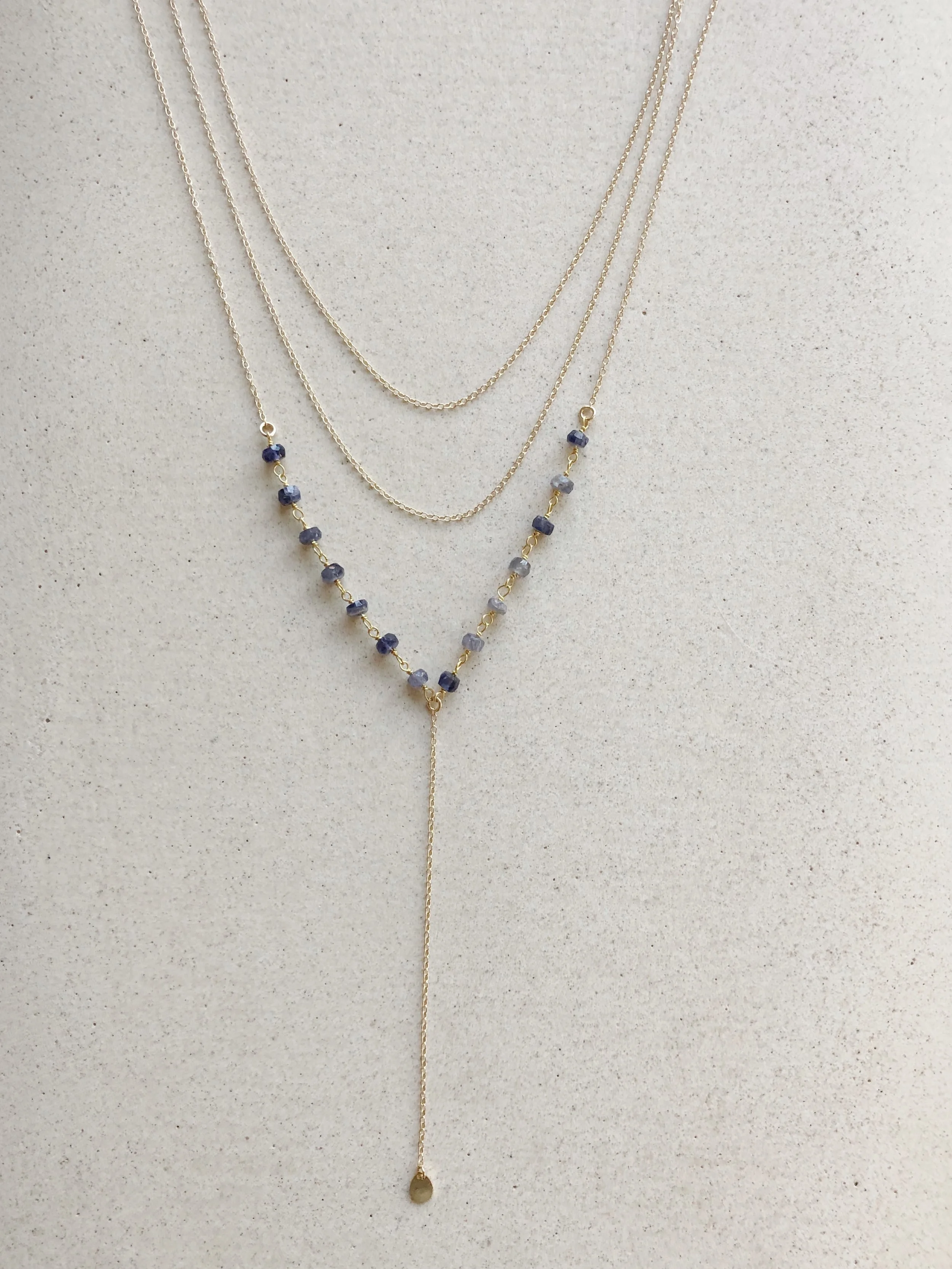 Triple Layer Iolite Lariat 