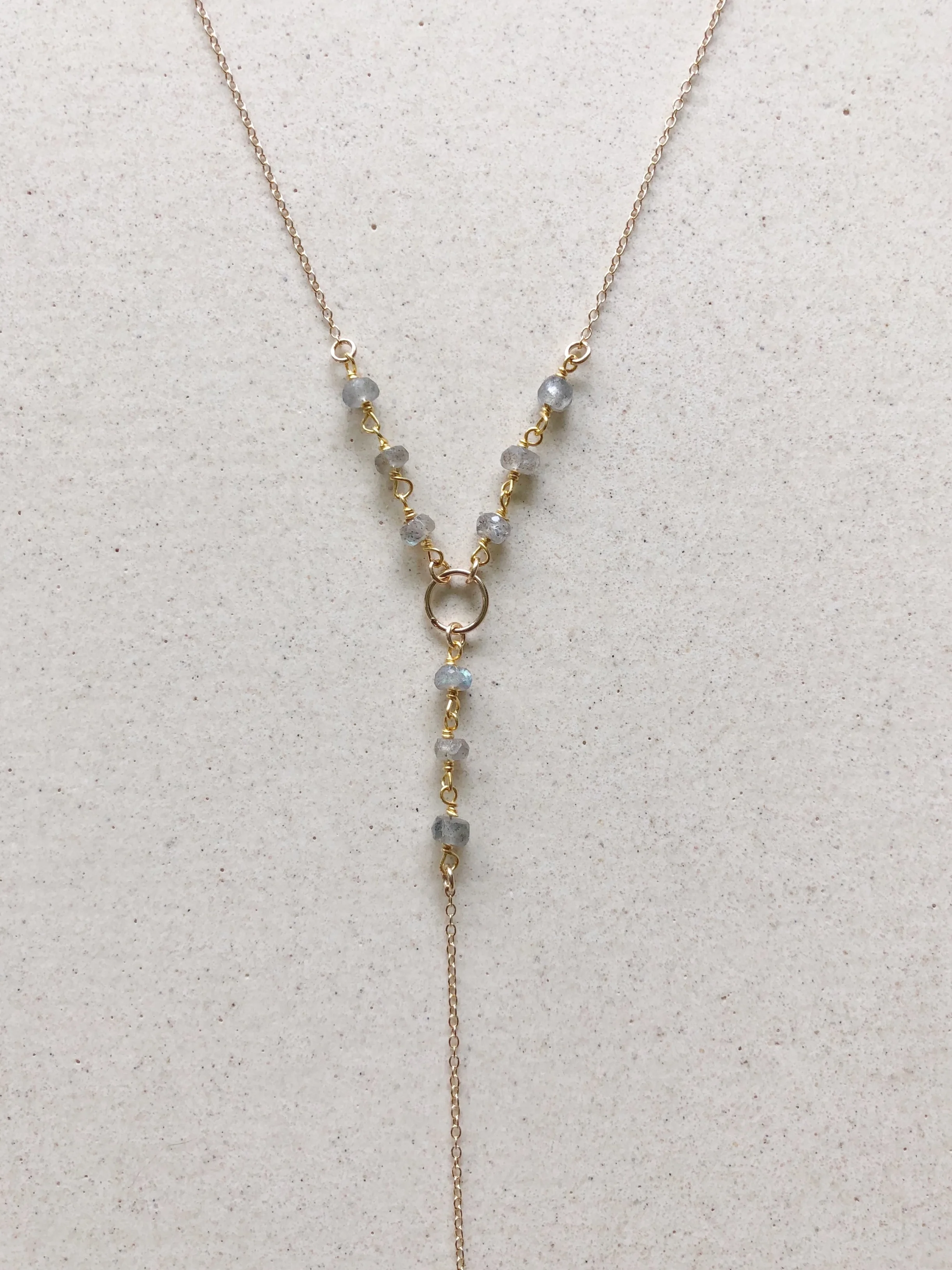 "Mora" Labradorite Wired Ring Lariat