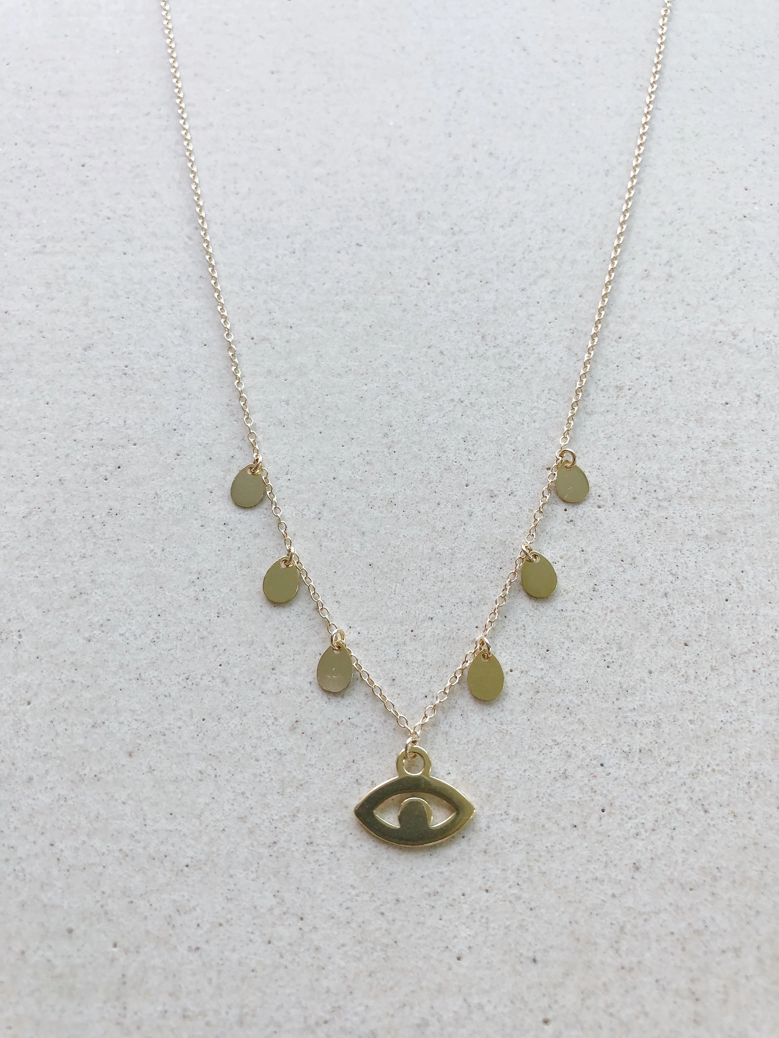 Evil Eye Outline with Coins Necklace