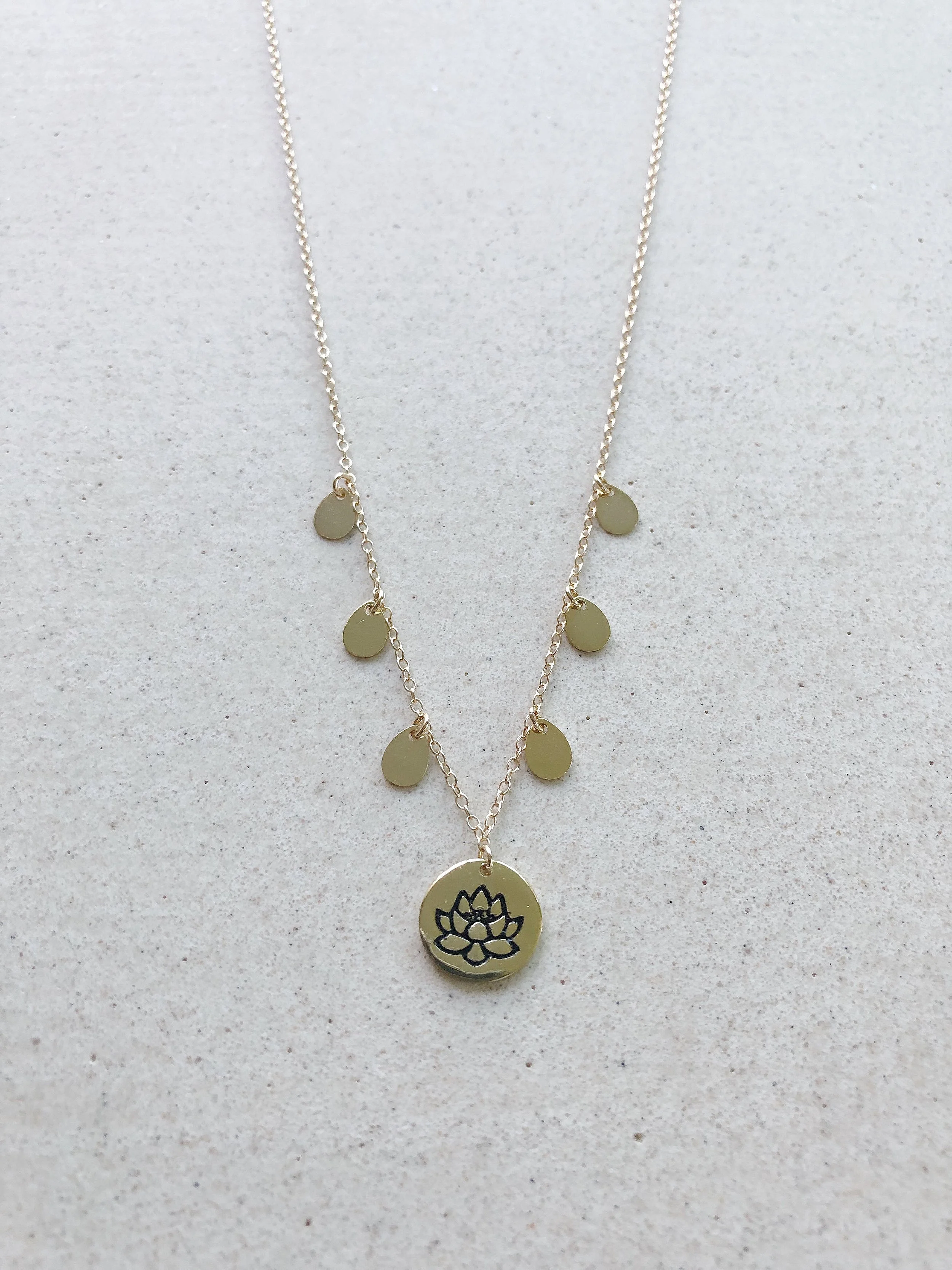Lotus Coin with Coins Necklace