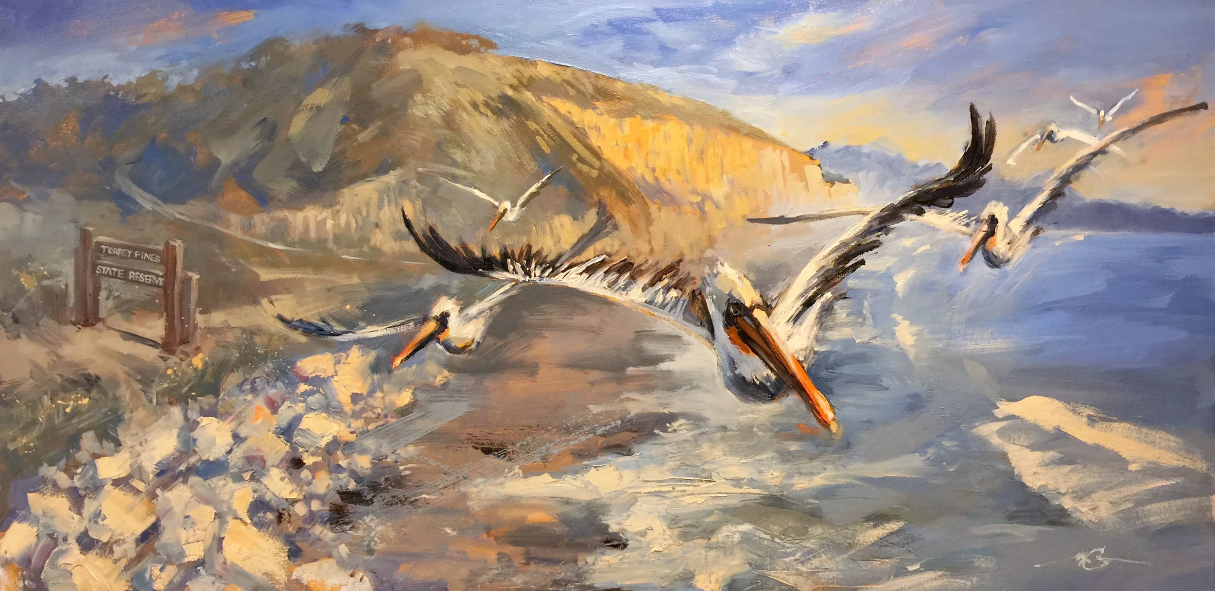 Pelicans for Debbie 24" x 48" Oil on Canvas Sold