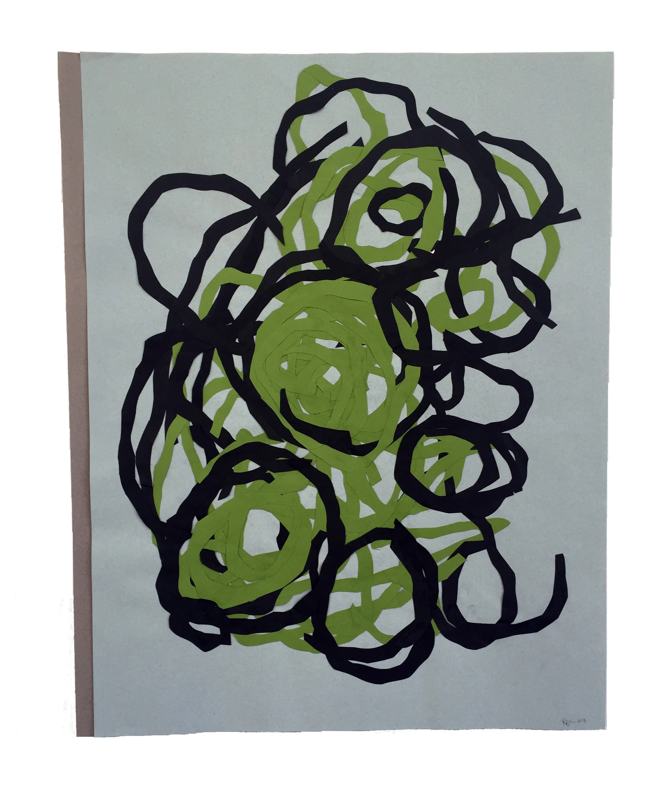 Cellular, Green Collage 25 1/2 x 20 1/2 in